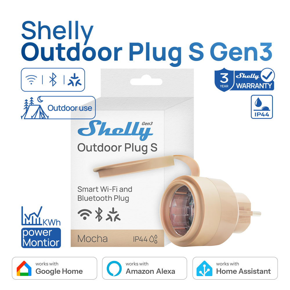 Shelly Outdoor Plug S Gen3 Pow - đánh giá và giá Shelly Relay Module